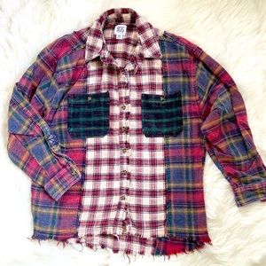 BDG Urban Outfitters distressed patchwork flannel shirt, size small